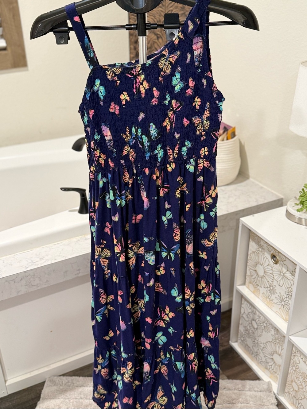 Justice Butterfly Print Smocked Maxi Dress Girls XL 16/18